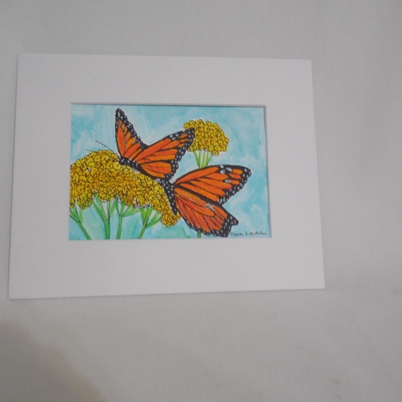 Rhonda McMahon...artist Other - Monarch Butterfly on Milkweed Original Watercolor Painting